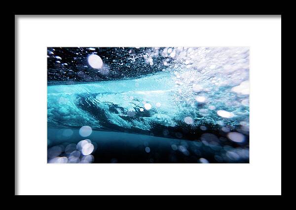 Underwater Framed Print featuring the photograph Wave Crashing Underwater #1 by Subman