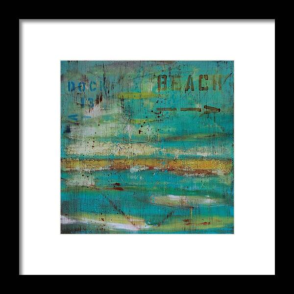 Abstract Mixed Media Contemporary Textured Acrylic Painting On Canvas Framed Print featuring the painting Weathered #4 by Lauren Petit