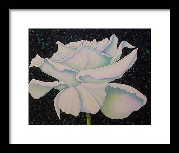 Acrylic Framed Print featuring the painting White Rose by Carol Sabo