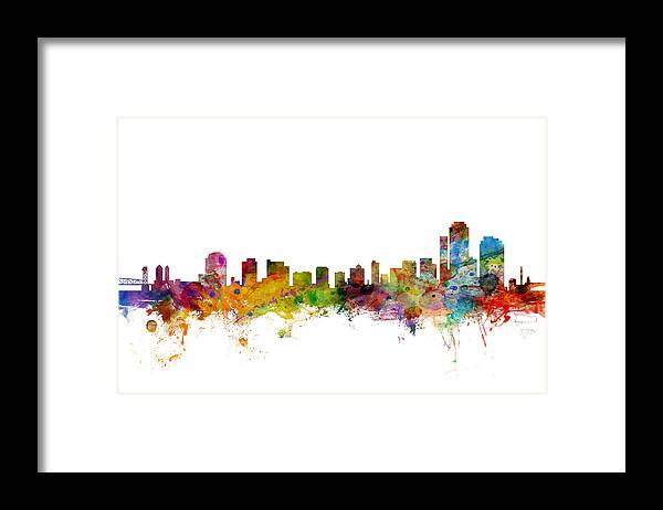 United States Framed Print featuring the digital art Wilmington Delaware Skyline #1 by Michael Tompsett