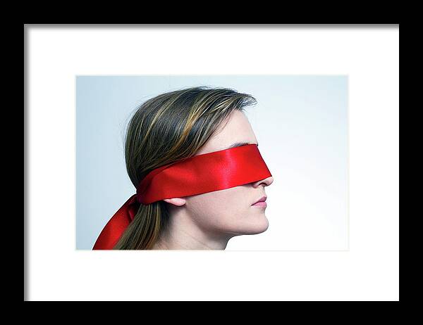 Woman Wearing Red Blindfold #1 Photograph by Victor De Schwanberg