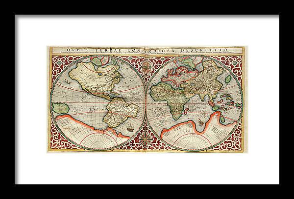 Earth Framed Print featuring the photograph World Map #1 by Library Of Congress, Geography And Map Division