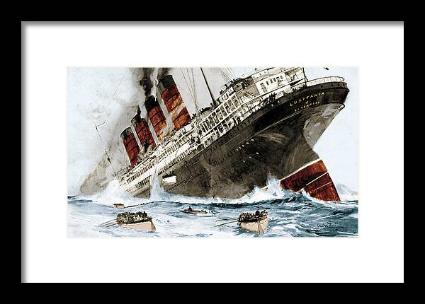Wwi Sinking Of The Rms Lusitania 1915 Framed Print