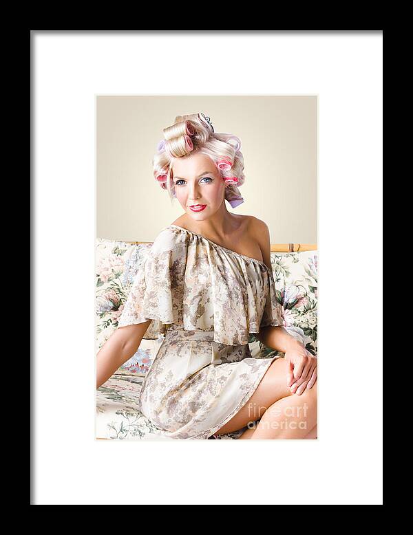 Hair Framed Print featuring the photograph Young beautiful woman. Immaculate blond hairstyle by Jorgo Photography
