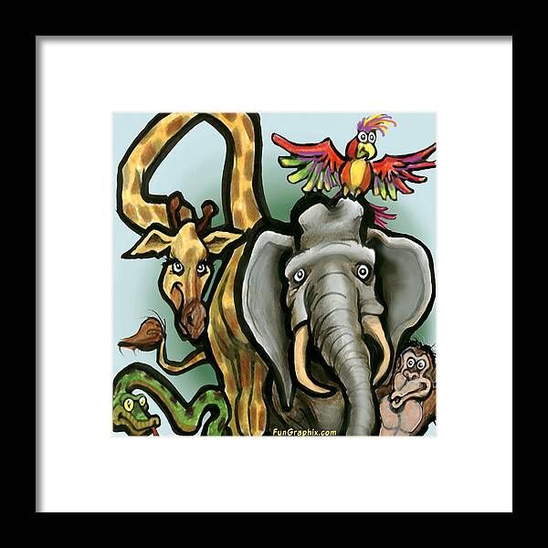Zoo Framed Print featuring the digital art Zoo Animals #1 by Kevin Middleton