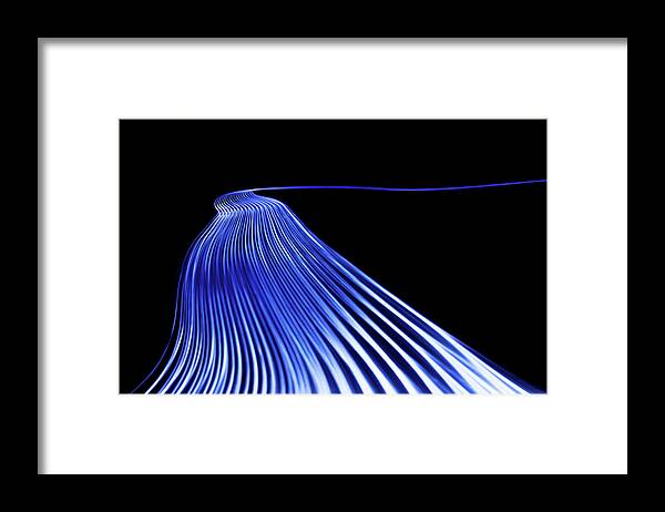 Black Background Framed Print featuring the photograph Abstract Light Trails And Streams #10 by John Rensten