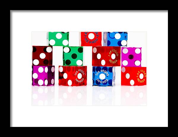 Las Vegas Framed Print featuring the photograph Colorful Dice by Raul Rodriguez