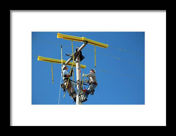Human Framed Print featuring the photograph Repairing Power Lines #10 by Jim West