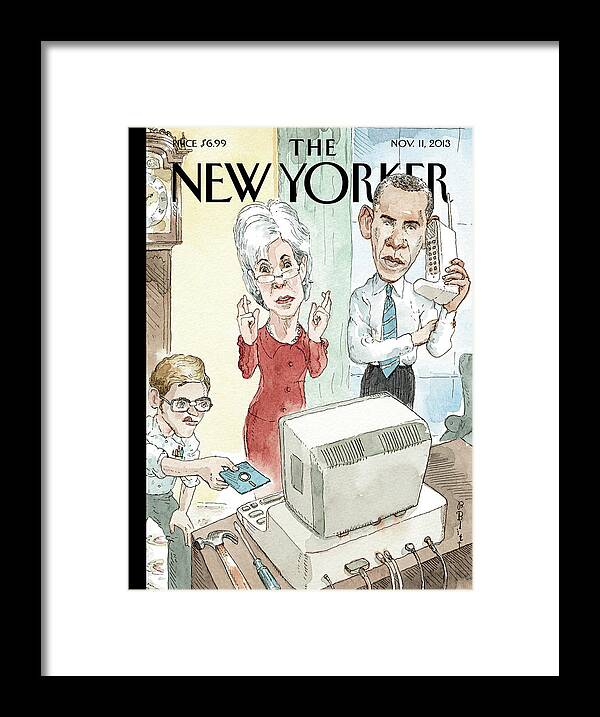 Healthcare Framed Print featuring the painting Reboot by Barry Blitt