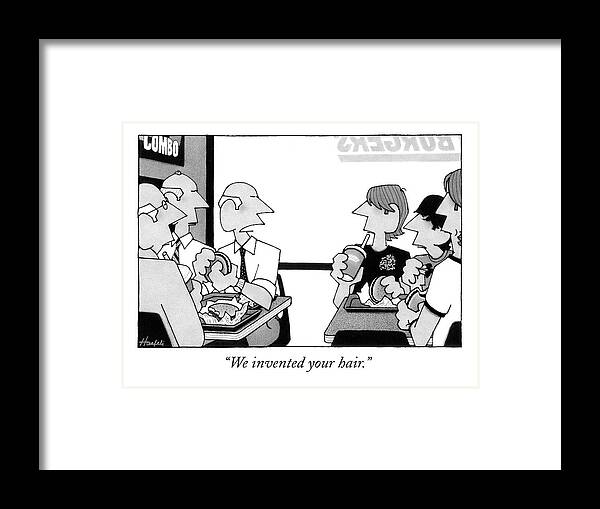 Nostalgia Framed Print featuring the drawing We Invented Your Hair by William Haefeli