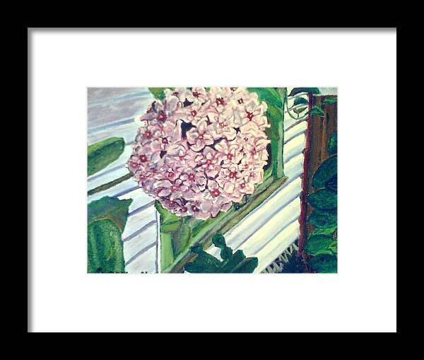 Flower Framed Print featuring the painting 10th Street Cafe by Suzanne Berthier
