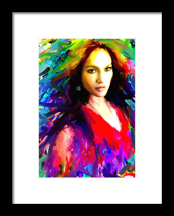 Jennifer Lopez Framed Print featuring the painting Jennifer Lopez by Bogdan Floridana Oana