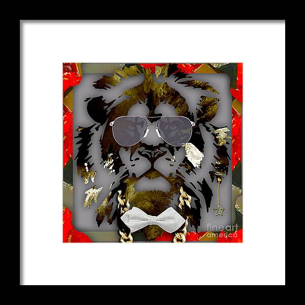 Lion Framed Print featuring the mixed media Lion Collection #11 by Marvin Blaine