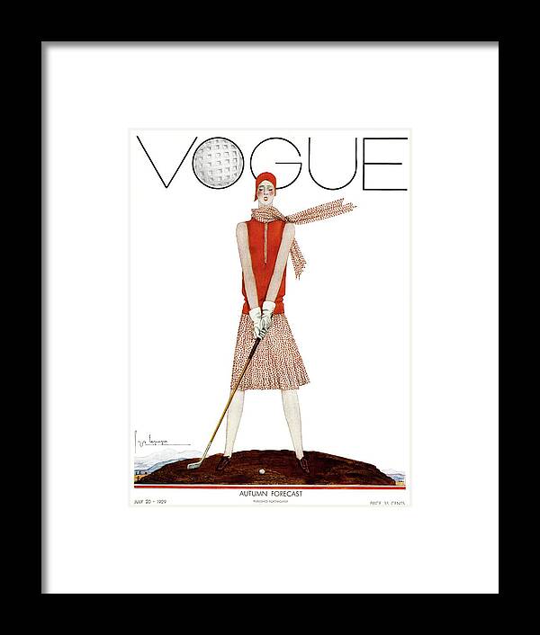 Illustration Framed Print featuring the photograph A Vintage Vogue Magazine Cover Of A Woman by Georges Lepape