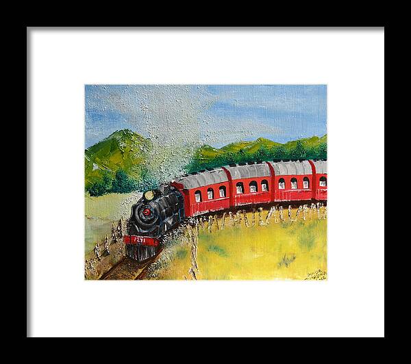 Steam Engine Framed Print featuring the painting 1271 Steam Engine by Denise Tomasura