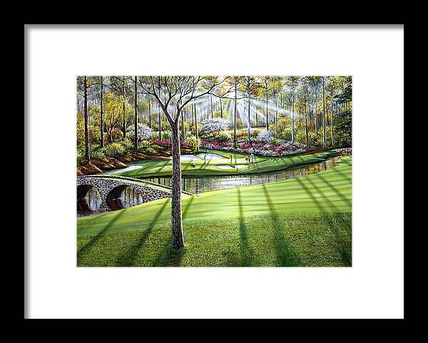 Augusta National Framed Print featuring the painting 12th at Augusta National by Raymond Sipos