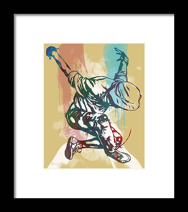 Nude Framed Print featuring the drawing Hip Hop Street Dancing pop stylised art poster #13 by Kim Wang