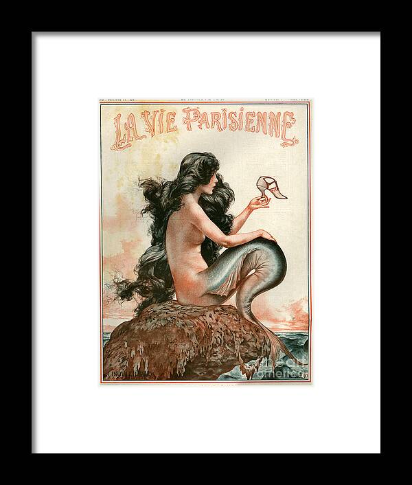 France Framed Print featuring the drawing 1920s France La Vie Parisienne Magazine #14 by The Advertising Archives