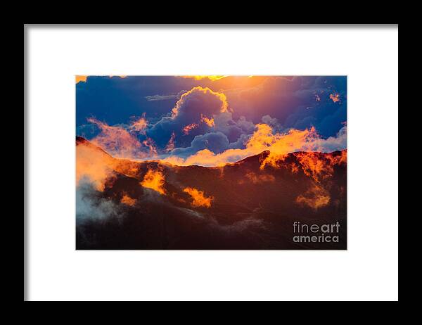 Haleakala National Park Framed Print featuring the photograph Clouds at sunrise over Haleakala Crater Maui Hawaii USA #14 by Don Landwehrle