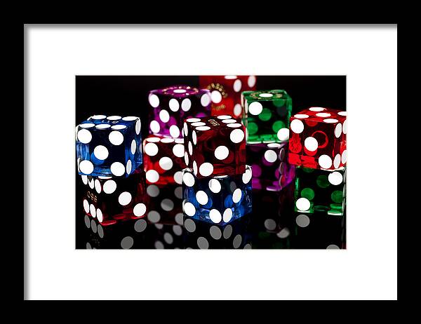 Dice Framed Print featuring the photograph Colorful Dice #14 by Raul Rodriguez