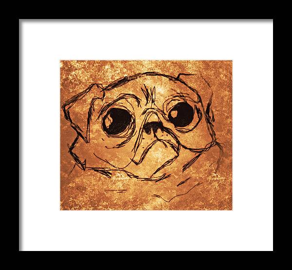 Pug The Dog Framed Print featuring the painting Pug the dog #12 by MotionAge Designs