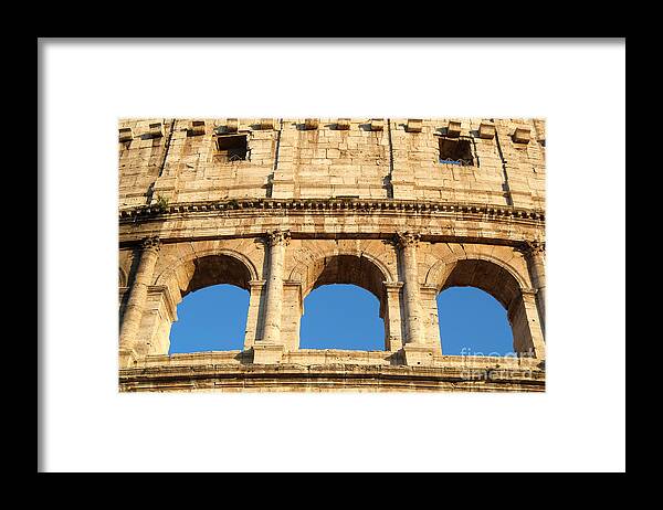 Colosseum; Rome; Italy; Roma; Afternoon; Light; City; Capital; Colosseo; Lazio; Center; Central; Historic; Historical; Monument; Memorial; Travel; Trip; Journey; Holidays; Vacation; Sunny; World Heritage City Framed Print featuring the photograph Colosseum in Rome #20 by George Atsametakis