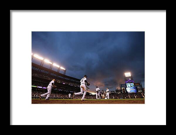National League Baseball Framed Print featuring the photograph New York Mets V Colorado Rockies by Doug Pensinger
