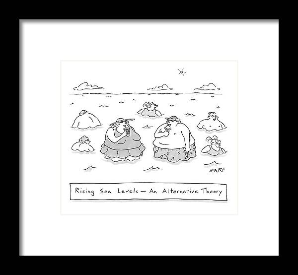 Vanity Framed Print featuring the drawing Rising Sea Levels - An Alternative Theory by Kim Warp
