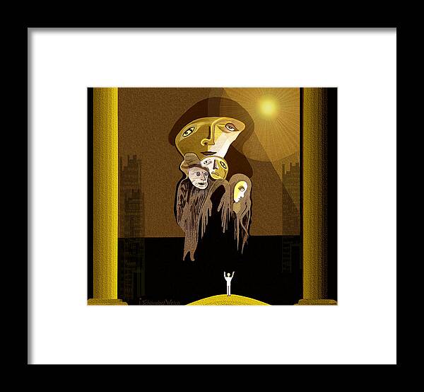 Ghost Framed Print featuring the painting 167  Arrival of the Gods ... by Irmgard Schoendorf Welch
