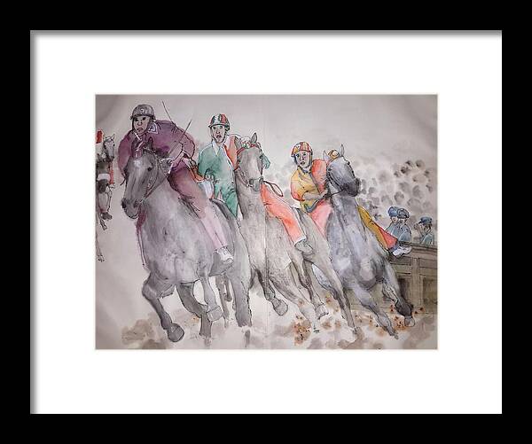 Il Palio. Equine Framed Print featuring the painting Going to Siena for il Palio album #17 by Debbi Saccomanno Chan