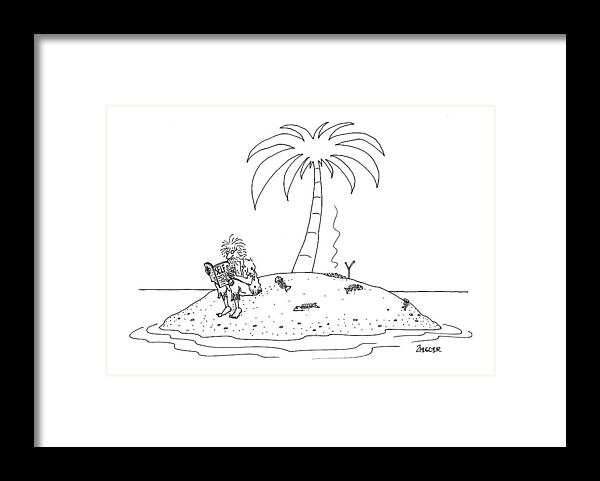 Shipwrecked Framed Print featuring the drawing New Yorker February 14th, 2000 by Jack Ziegler