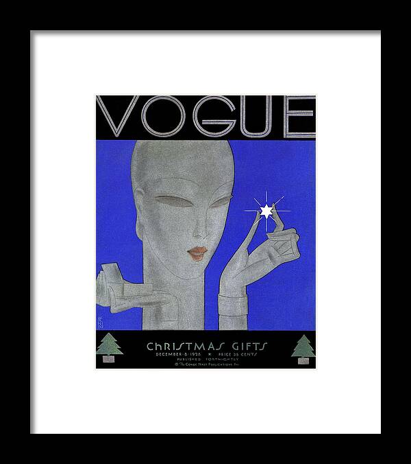 Fashion Framed Print featuring the painting A Vintage Vogue Magazine Cover Of A Woman by Eduardo Garcia Benito
