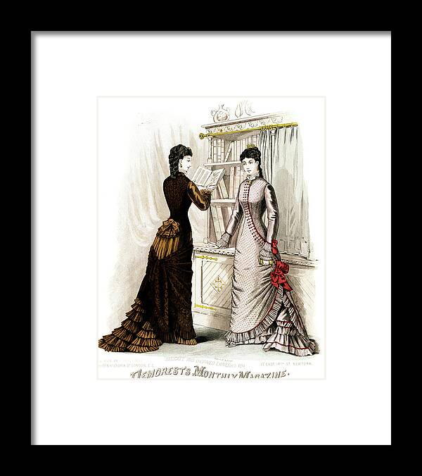 Vertical Framed Print featuring the painting 1800s 1870s Winter Dresses Fashion by Vintage Images