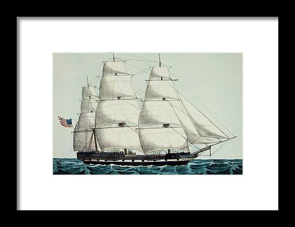 Horizontal Framed Print featuring the painting 1800s 19th Century American Clipper by Vintage Images