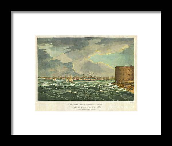 A Rare Find Framed Print featuring the photograph 1825 Wall and Hill View of New York City from the Hudson River Port Folio by Paul Fearn