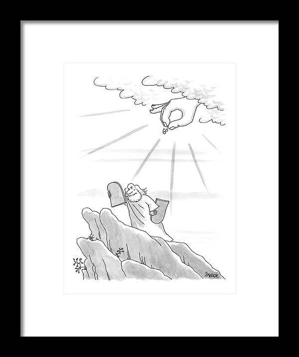 Moses Framed Print featuring the drawing New Yorker September 4th, 2000 by Jack Ziegler