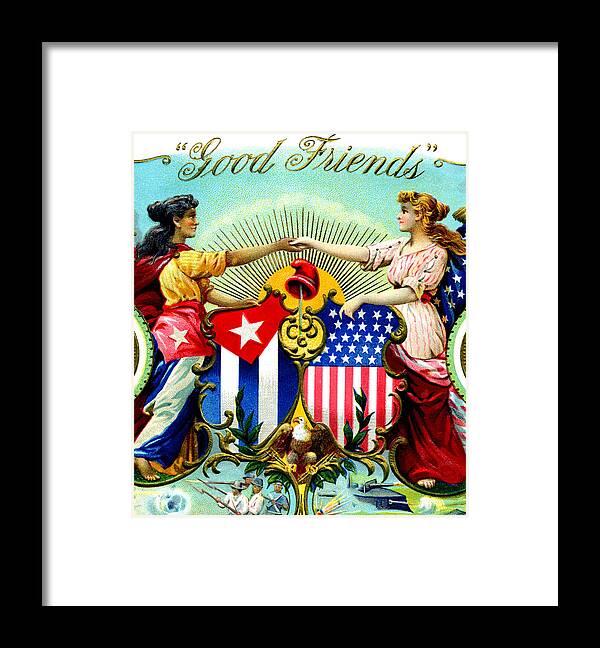 Cuba Framed Print featuring the painting 1898 Good Friends Cuban Cigars by Historic Image