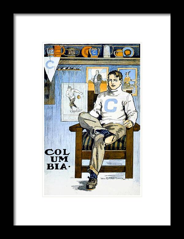 1901 Framed Print featuring the digital art 1902 - Columbia University Sports Poster - Color by John Madison