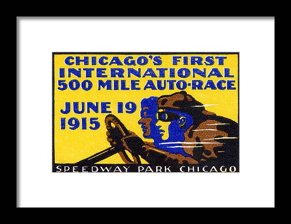 Vintage Framed Print featuring the painting 1915 Chicago Auto Race by Historic Image