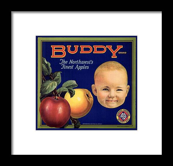 Vernors Framed Print featuring the digital art 1920 - Buddy Apple - Crate Art - Andrews Brothers - Detroit - 1920 by John Madison