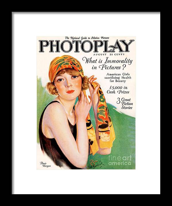 Magazine Cover Framed Print featuring the drawing 1920s Uk Photoplay Magazine Cover by The Advertising Archives