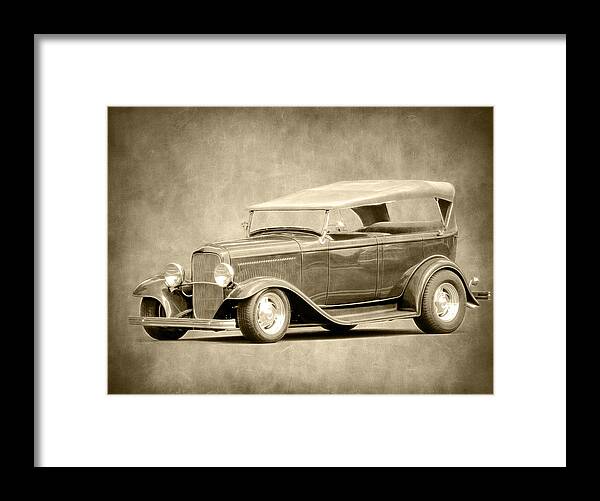 Ford Roadster Framed Print featuring the photograph 1932 Ford Pheaton Sepia by Steve McKinzie