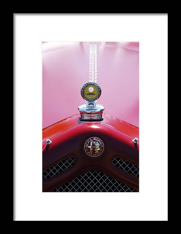1933 Alfa-romeo Framed Print featuring the photograph 1933 Alfa Romeo P-2 Monza Hood Ornament by Jill Reger