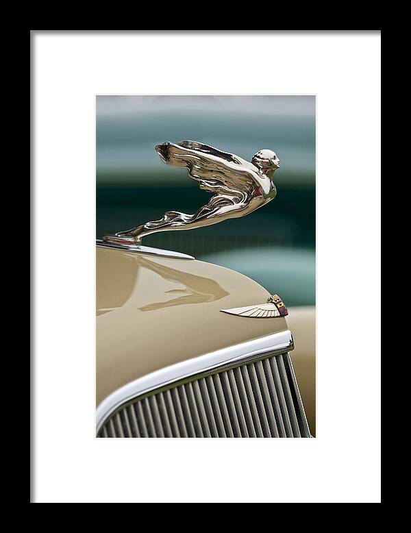 1935 Cadillac Convertible Framed Print featuring the photograph 1935 Cadillac Convertible Hood Ornament by Jill Reger