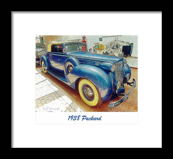 1938 Packard Framed Print featuring the digital art 1938 Packard National Automobile Museum Reno Nevada by A Macarthur Gurmankin