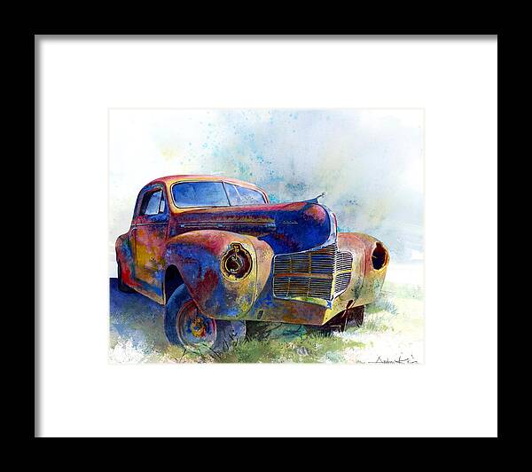 Car Framed Print featuring the painting 1940 Dodge by Andrew King