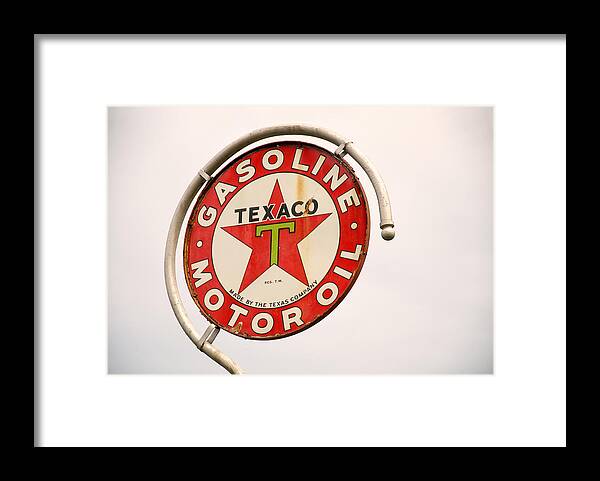 Vintage Sign Images Framed Print featuring the photograph 1940s Texaco Porcelain Sign by Flees Photos