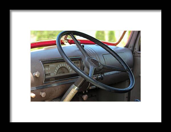 1946 Chevrolet Framed Print featuring the photograph 1946 Chevy Dash by E Faithe Lester