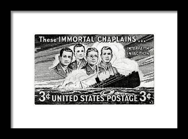 Faith Framed Print featuring the painting 1948 Immortal Chaplains Stamp by Historic Image