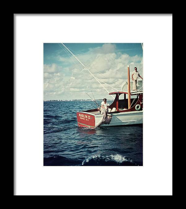 1950s Deep Sea Fishing Boat Man Pulling Framed Print